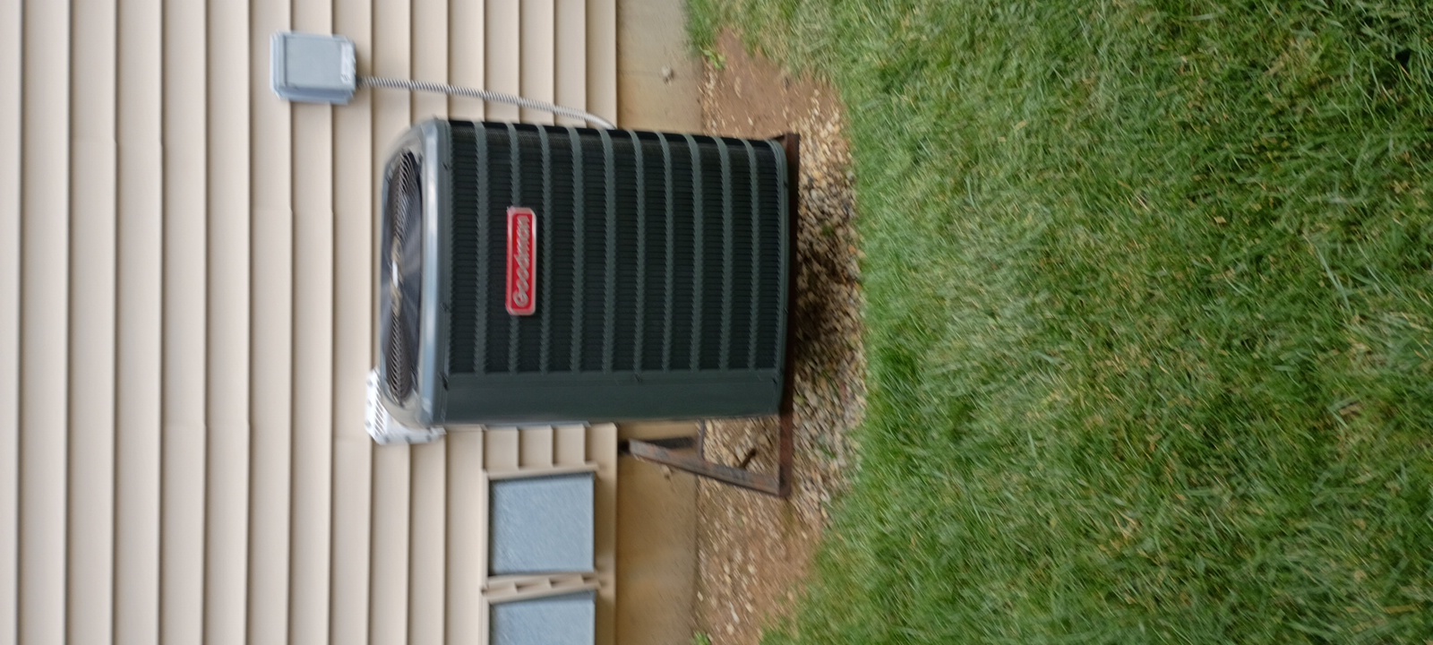 Finished Goodman outdoor air conditioning installation completed by Titan Heating and Air